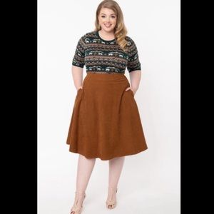 🆕❤️Unique Vintage- Brown Plaid High Waist Skirt